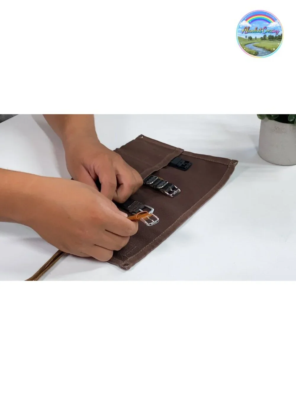 Waterproof Waxed Canvas Travel Watch Roll Organizer with 4 Slots, Handcrafted